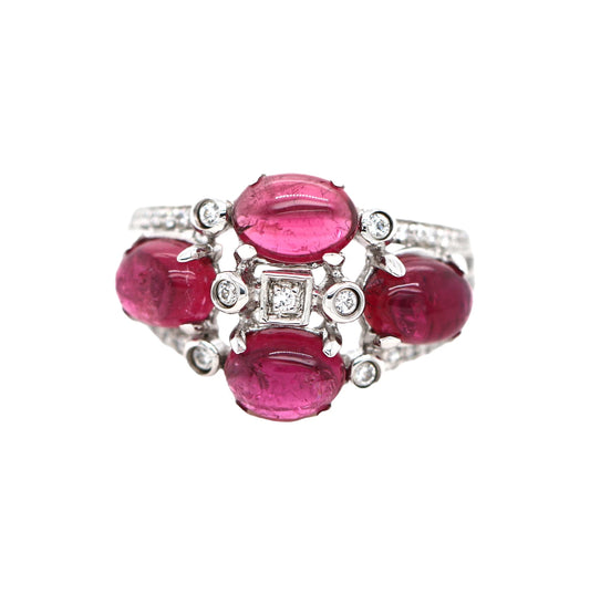 Ruby / White Sapphire Silver Earring