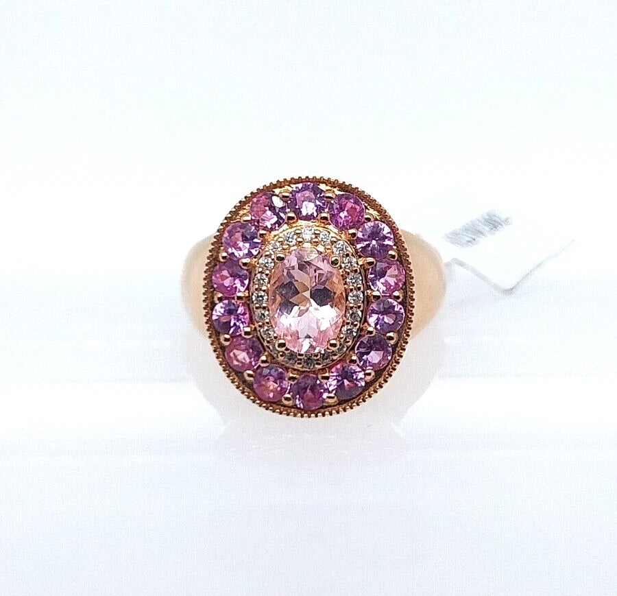 Morganite- Pink Sapphire - Rose Gold Plated Ring