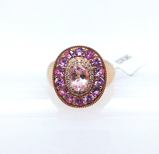 Morganite- Pink Sapphire - Rose Gold Plated Ring