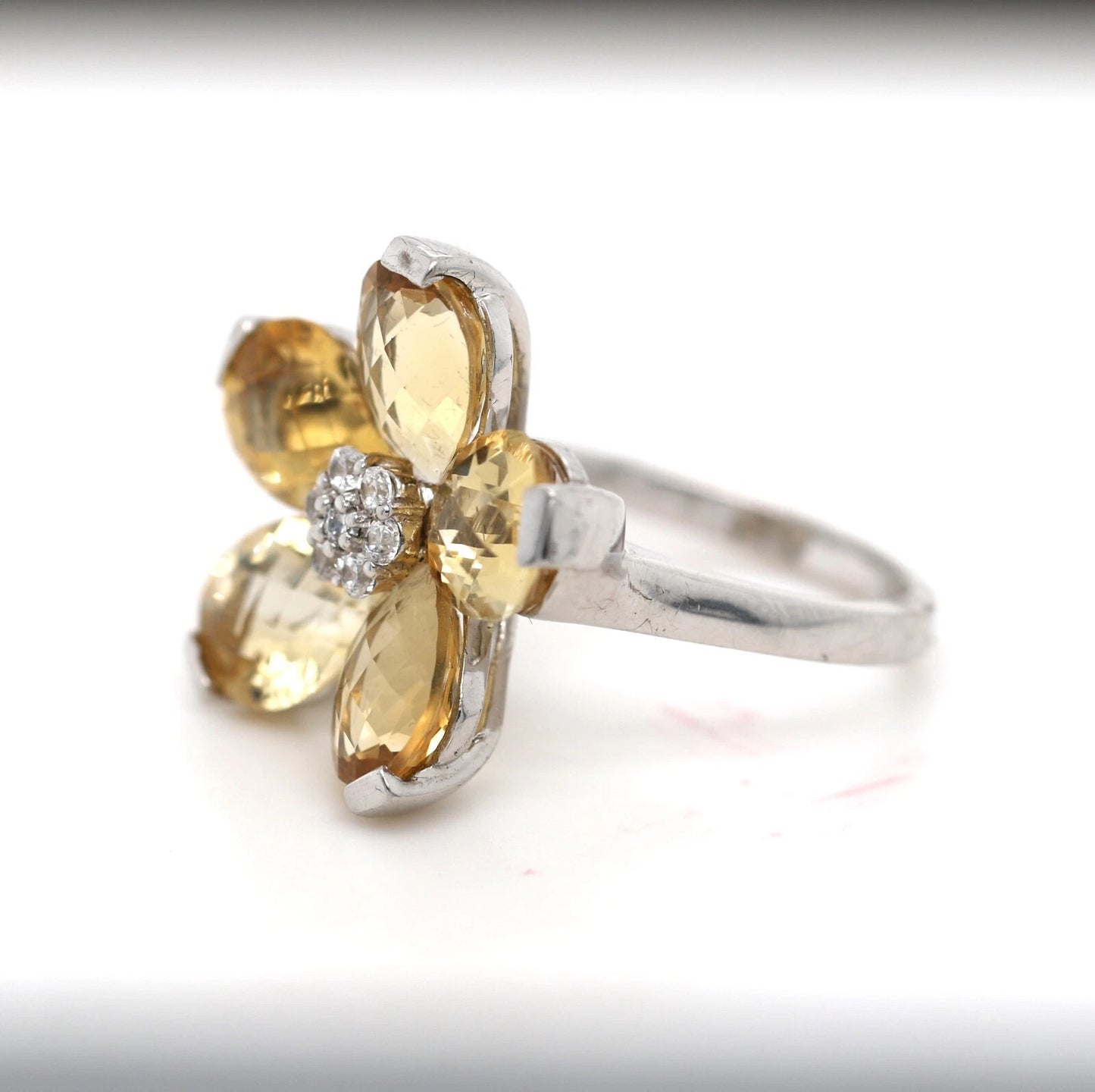 925 Sterling Silver Citrine - White Topaz Ring- 7DOT85 cts