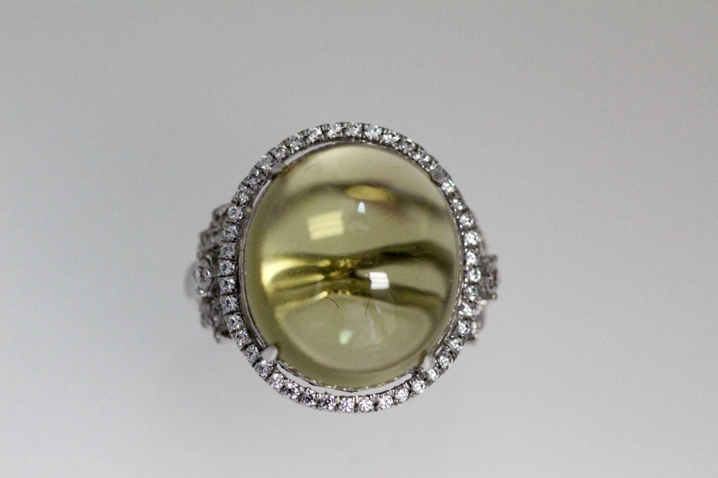 DOT925 Sterling Silver - Lemon Quartz - White Topaz Ring DOT