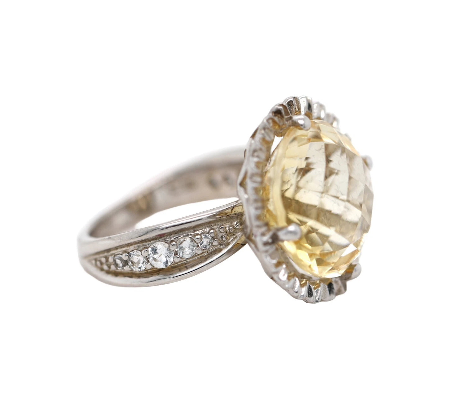 925 Citrine - White Topaz Ring - 11DOT92 cts