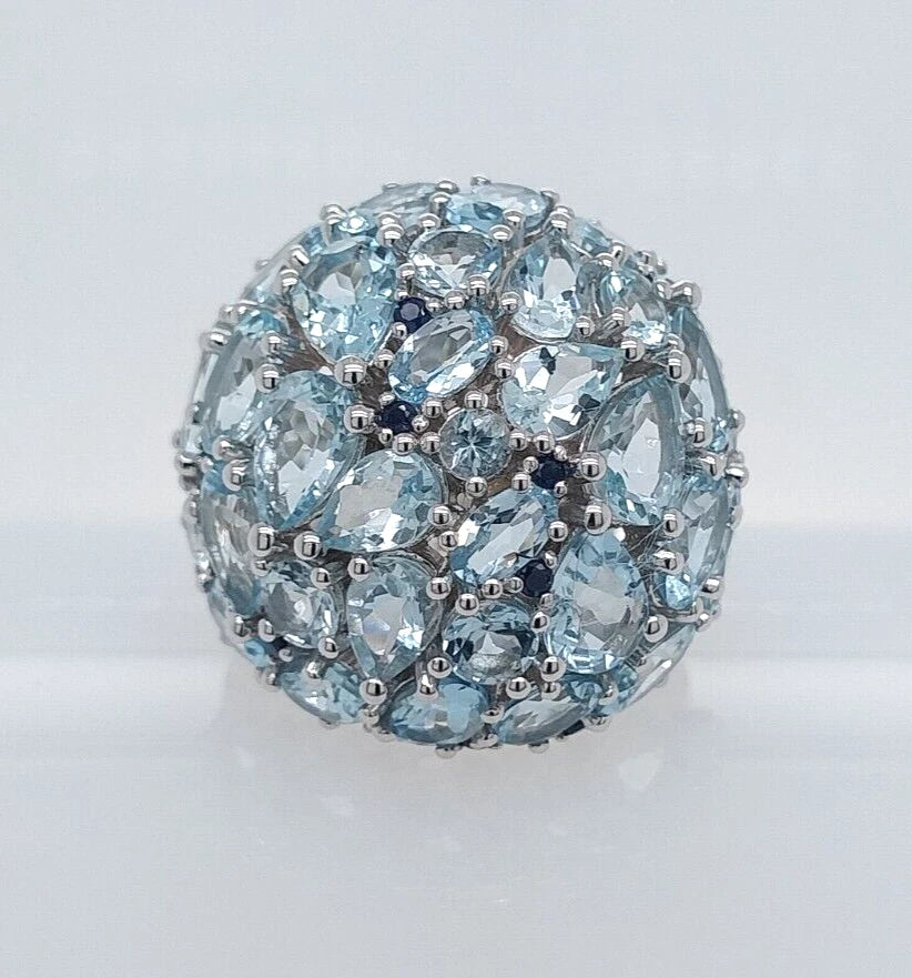 Unheated Aquamarine - Blue Sapphire Ring
