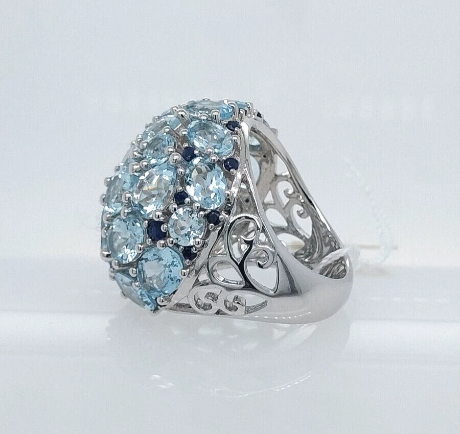 Unheated Aquamarine - Blue Sapphire Ring