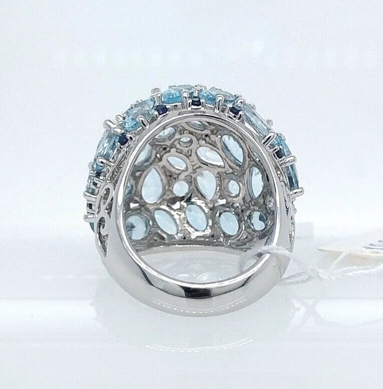 Unheated Aquamarine - Blue Sapphire Ring