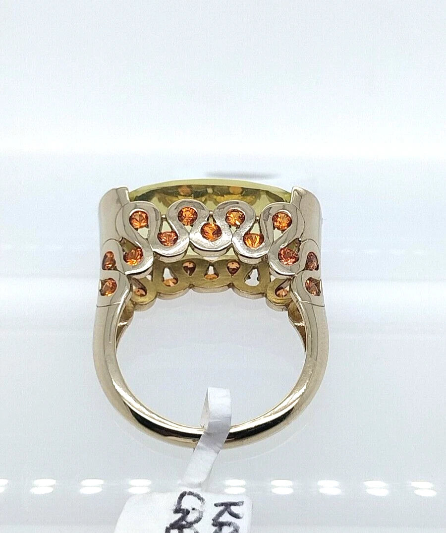 Lemon Quartz- Orange Sapphire Ring