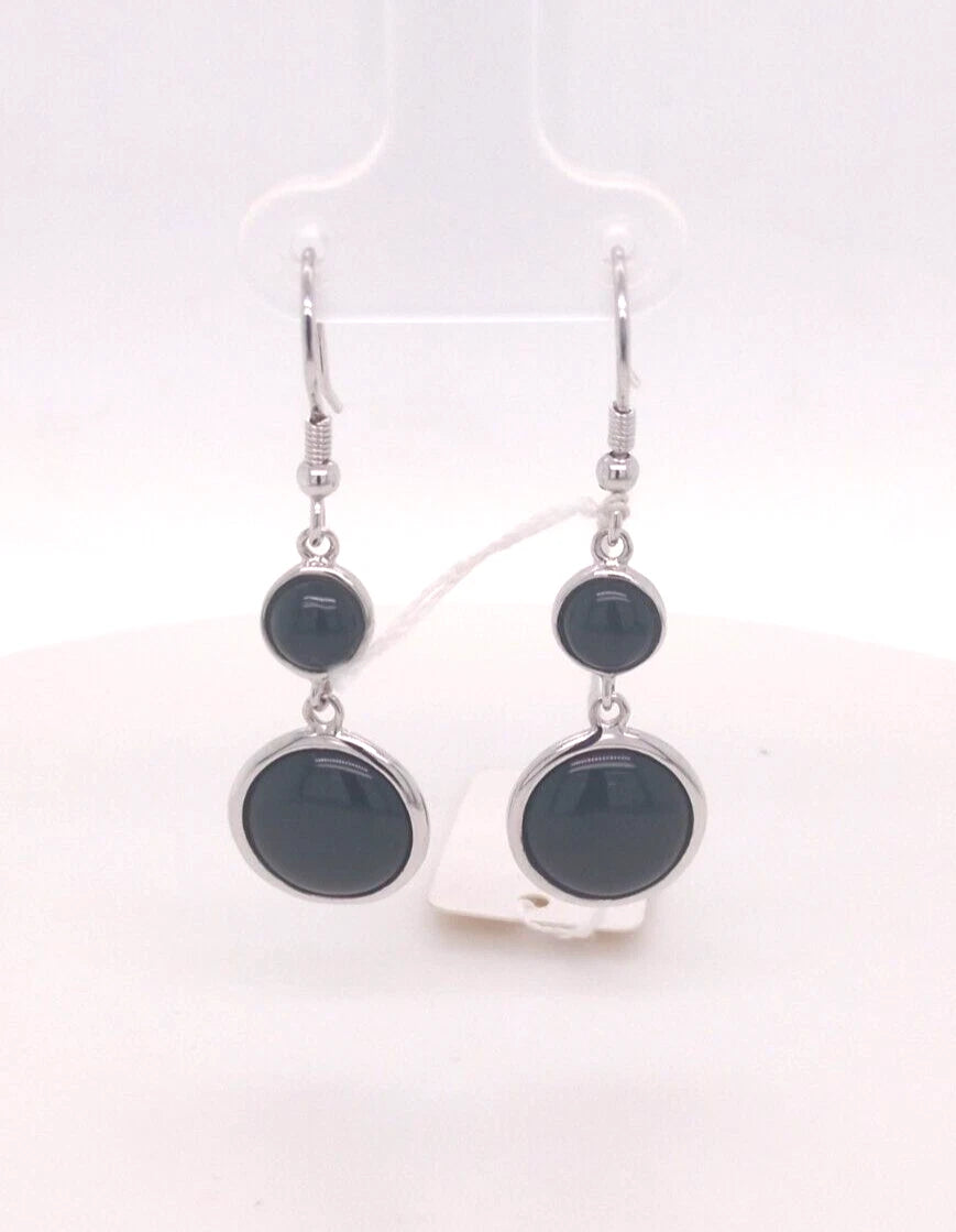Black Agate 925 Silver Dangle-Drop Earring