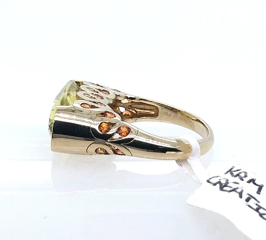Lemon Quartz- Orange Sapphire Ring