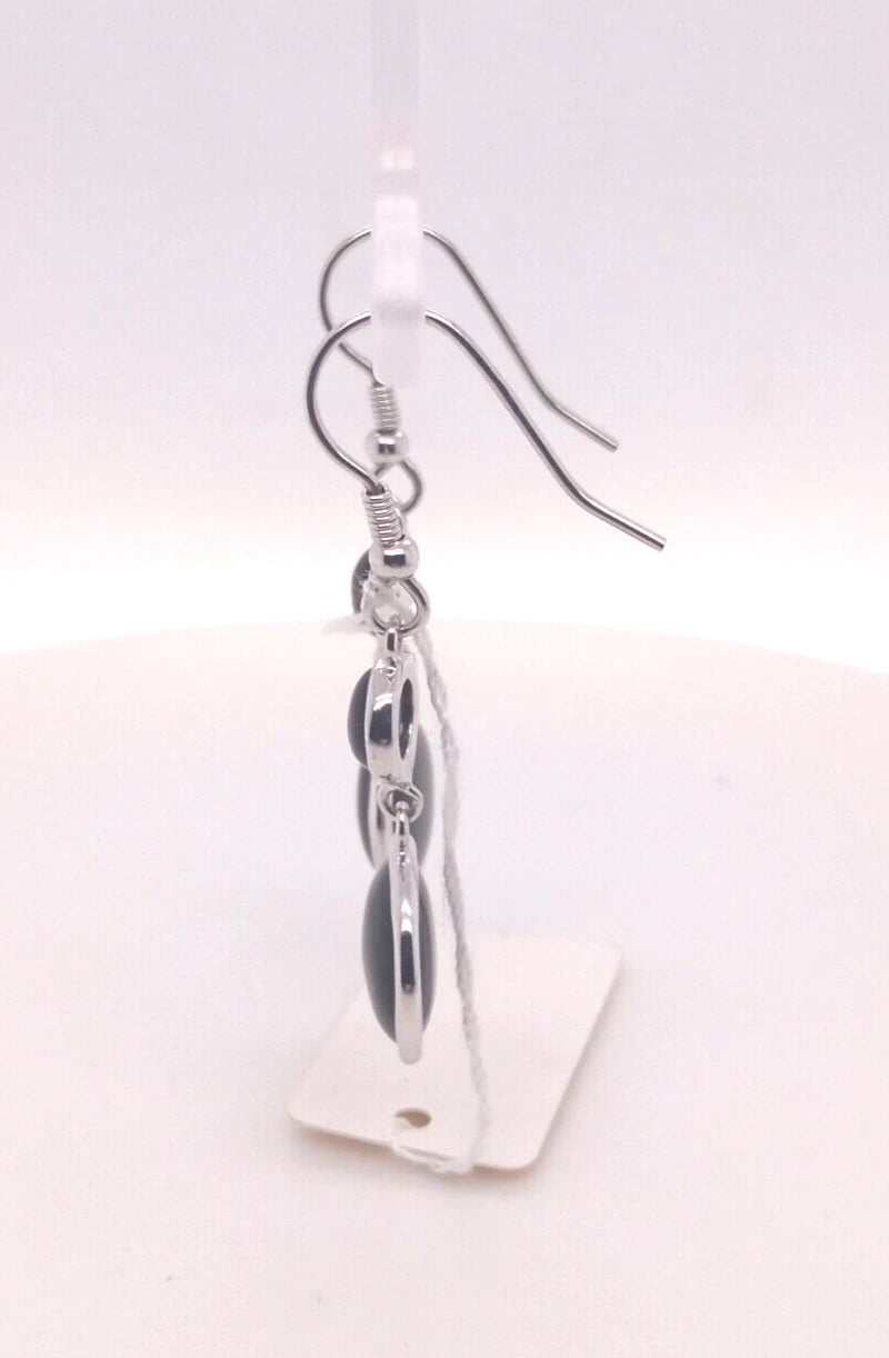 Black Agate 925 Silver Dangle-Drop Earring