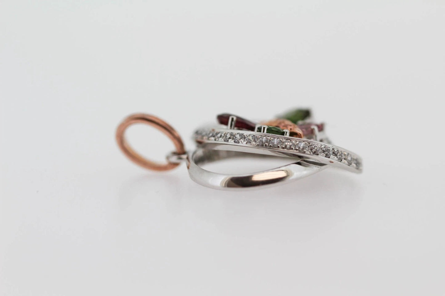 925 SS Colors of Tourmaline Butterfly Heart Pendant- 2DOT04 cts