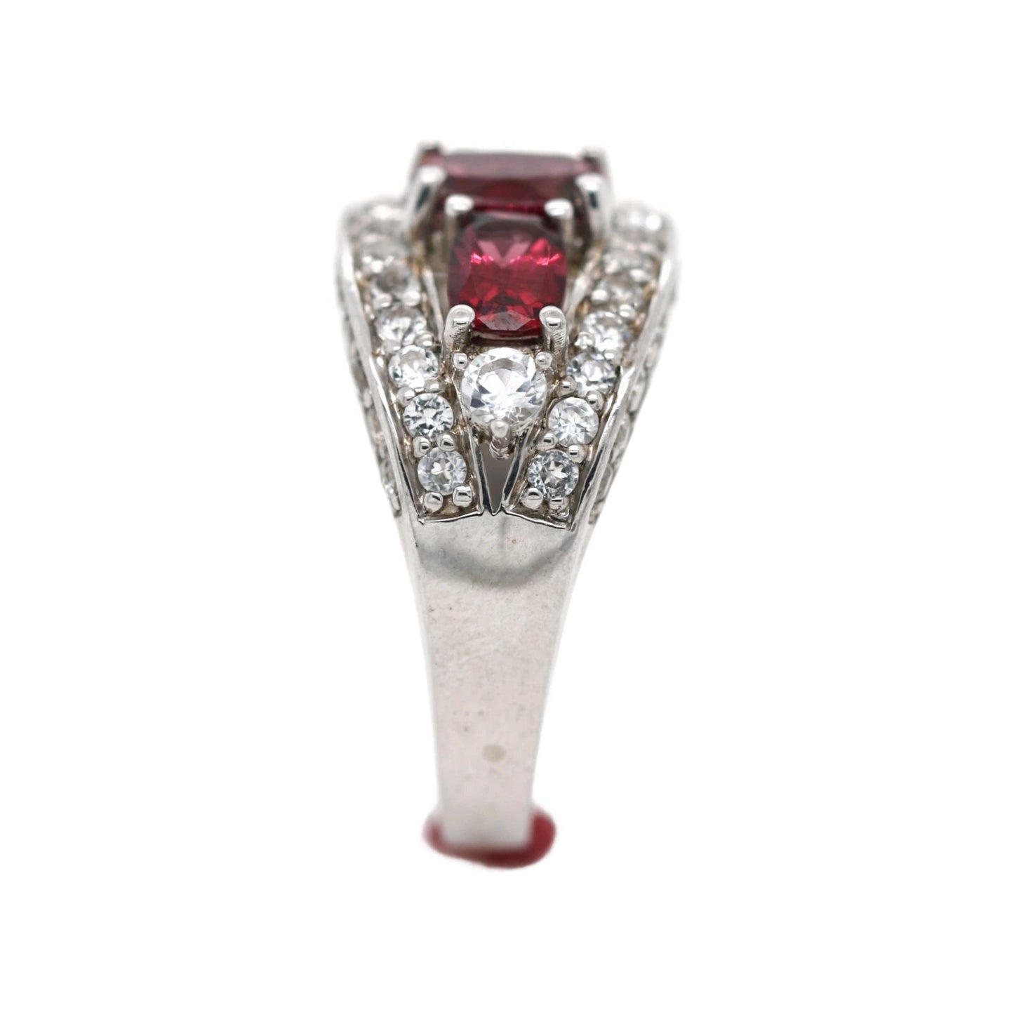 925 Wine Garnet - White Topaz Ring - 3DOT40 cts