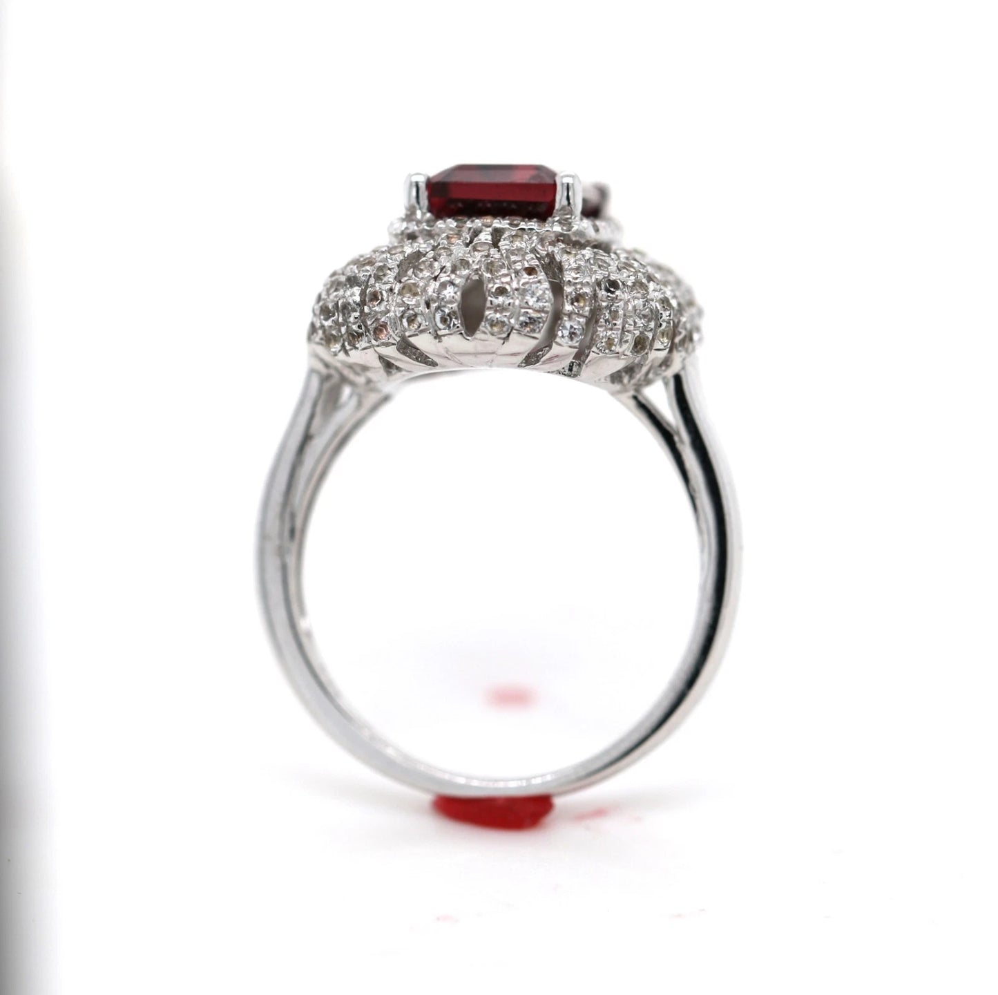 Wine Garnet - White Topaz Ring