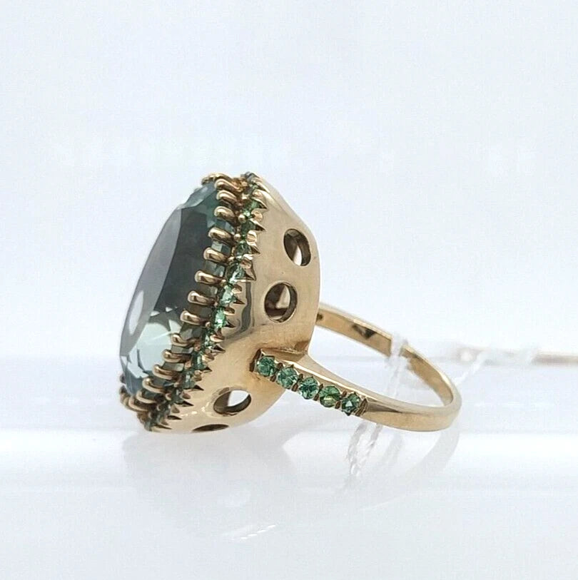 Green Amethyst- Tsavorite Ring