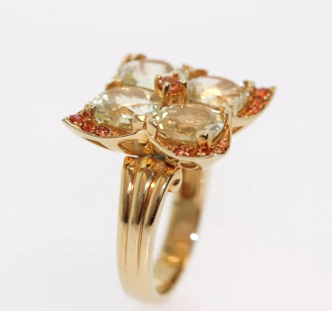 Orthoclase - Orange Sapphire with yellow gold plated Ring