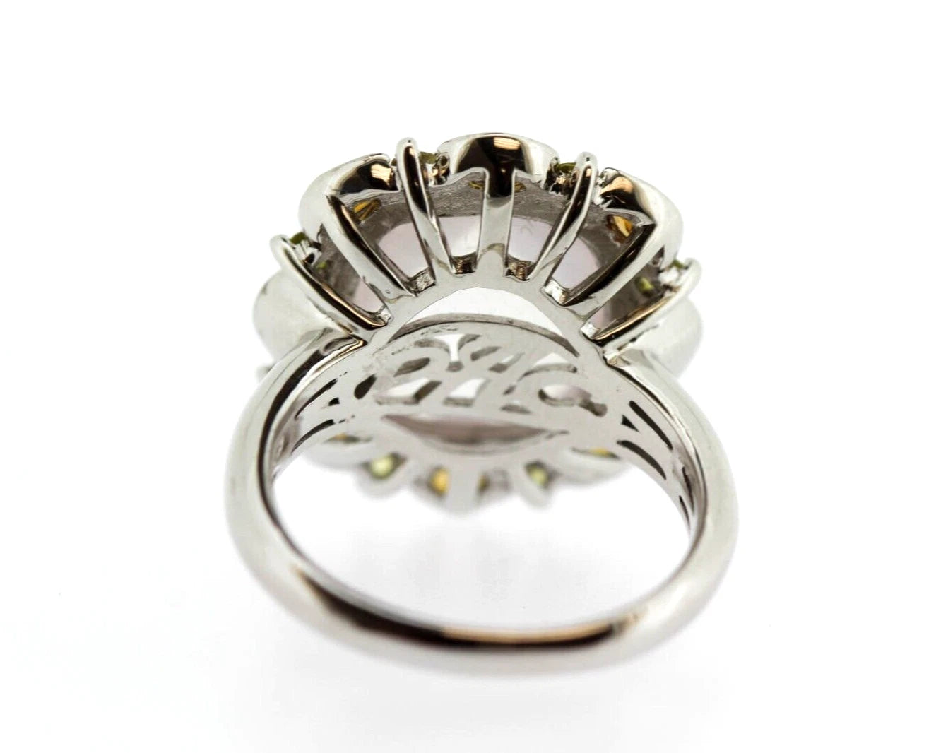 Rose Quartz- Tourmaline - Citrine Silver Ring