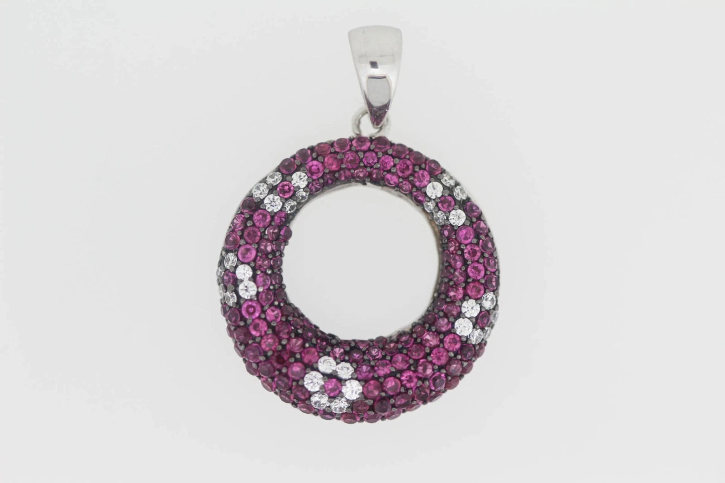 925 Sterling Silver Synthetic Ruby / White Topaz Pendant ( 2.32 cts)