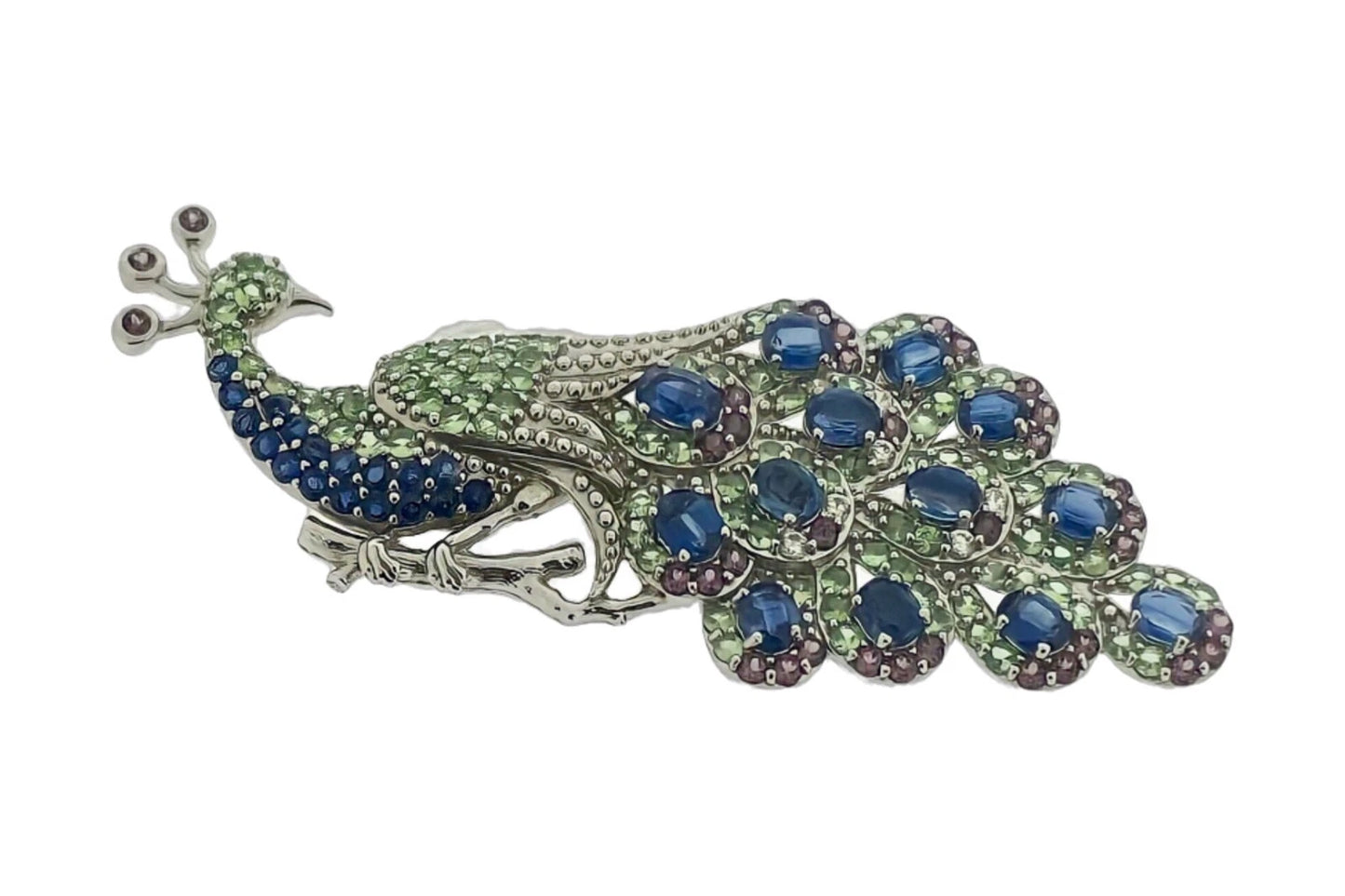 925 Kyanite-Savorite and Rhodolite Brooch