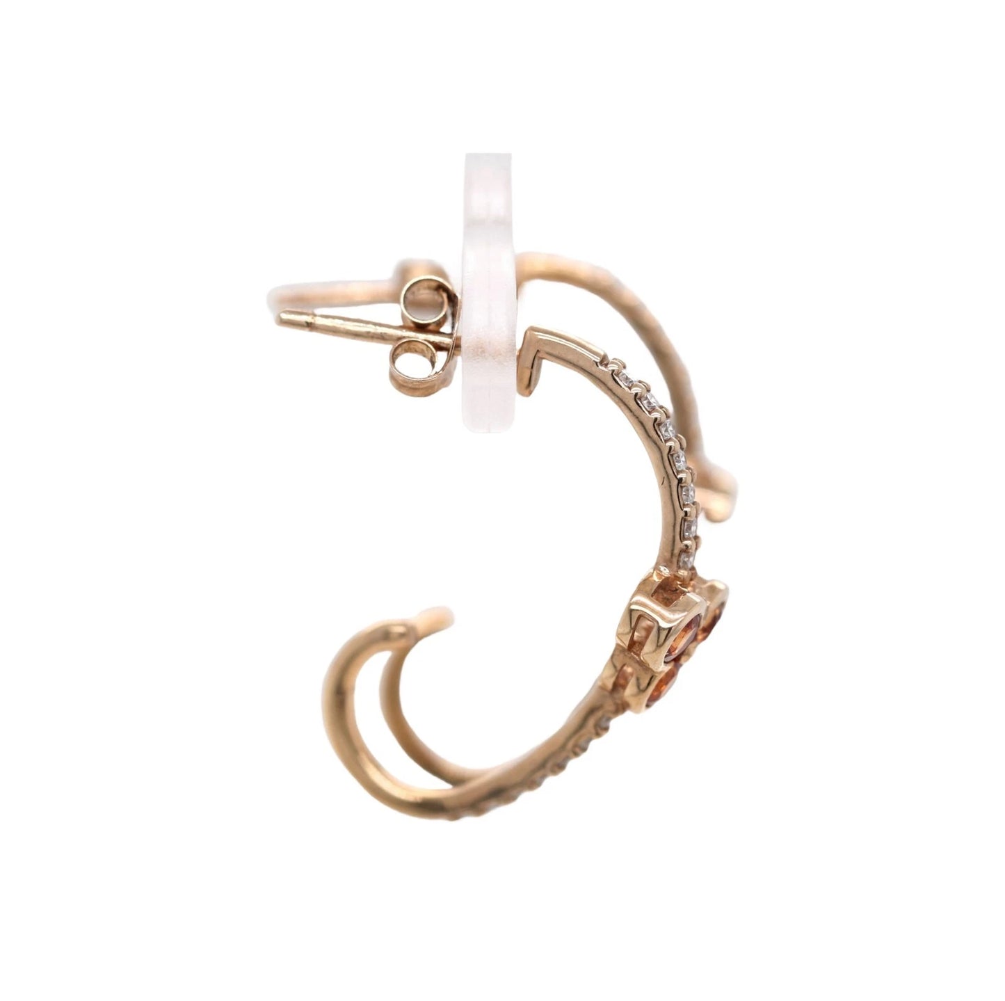 Red Sapphire- Diamond with Rose Gold Plated Earring