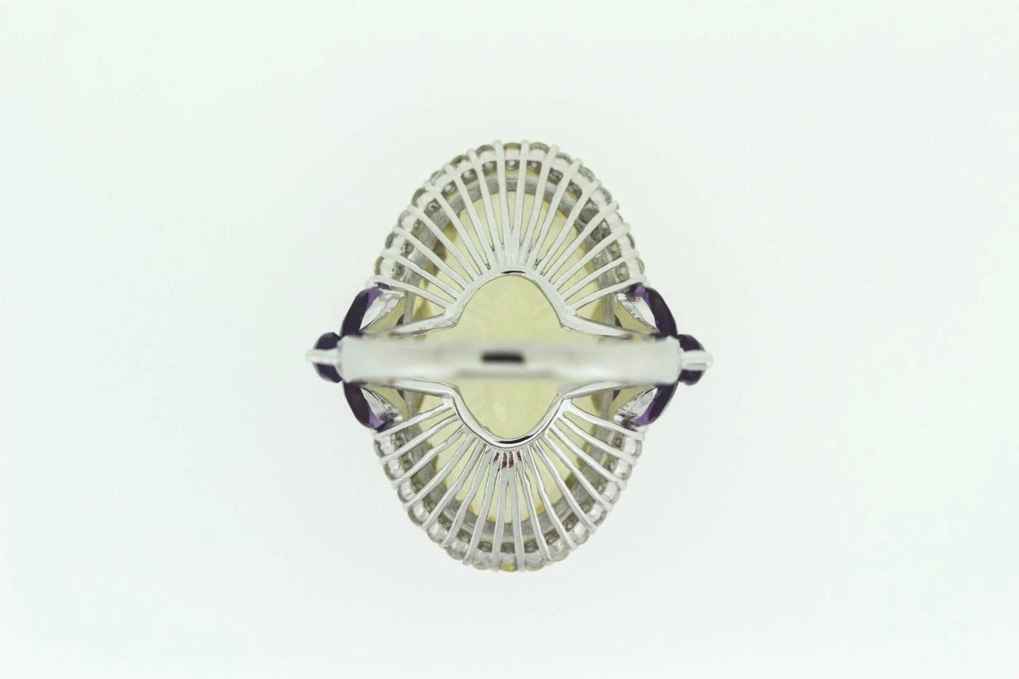 925 SS Lemon Quartz - Amethyst - White Topaz Ring - 21DOT50 cts