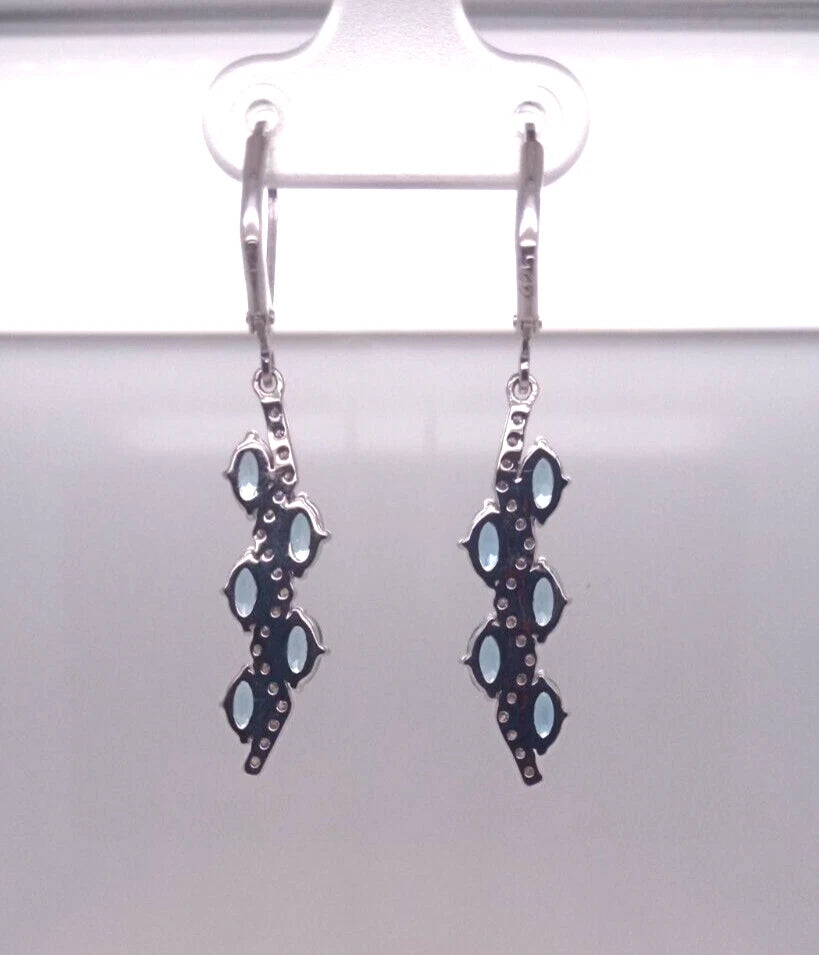 Beautiful Santa Maria AQ- Diamond Lever back Earring