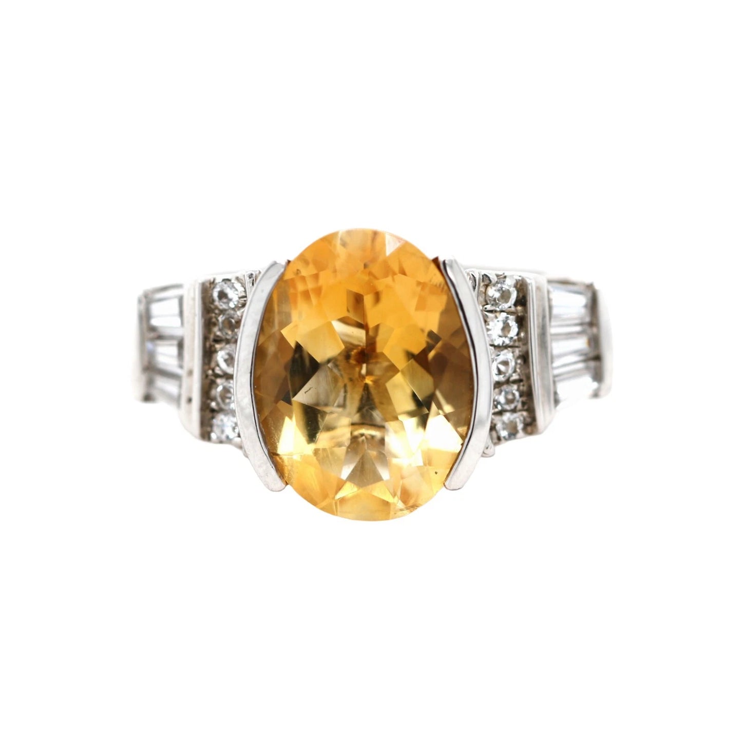 Citrine - Cubic Zirconia - White Topaz Ring