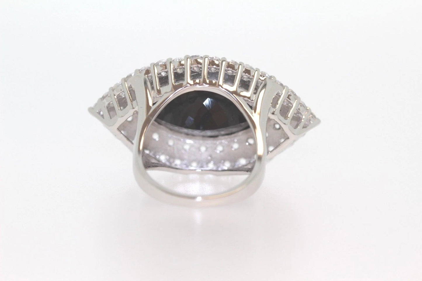 925 Black Spinel & White Topaz Ring -14DOT55 cts