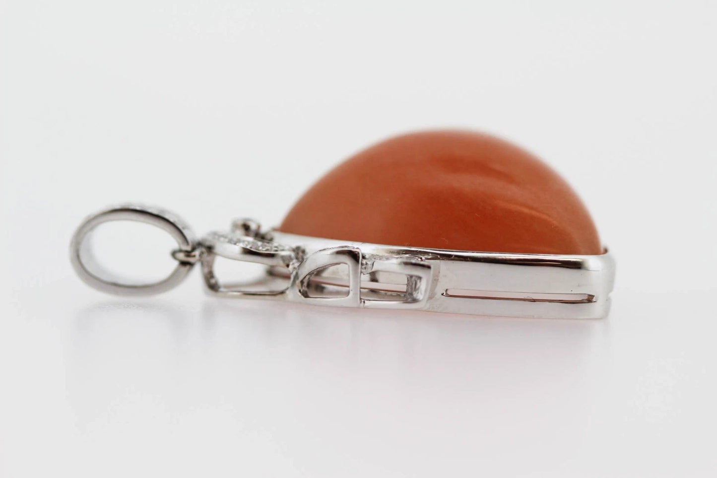 925 Sterling Silver Jade w-White Topaz Pendant-45DOT22 cts