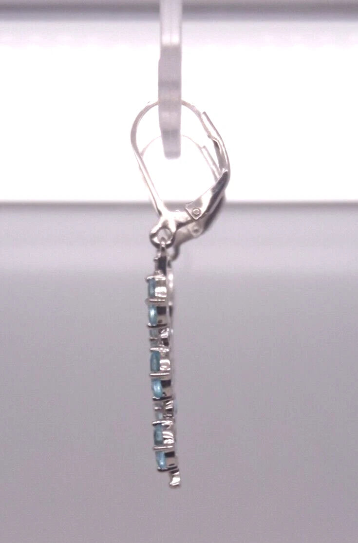 Beautiful Santa Maria AQ- Diamond Lever back Earring