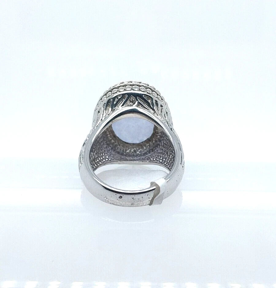 Beautiful Craved Chalcedony Silver Ring
