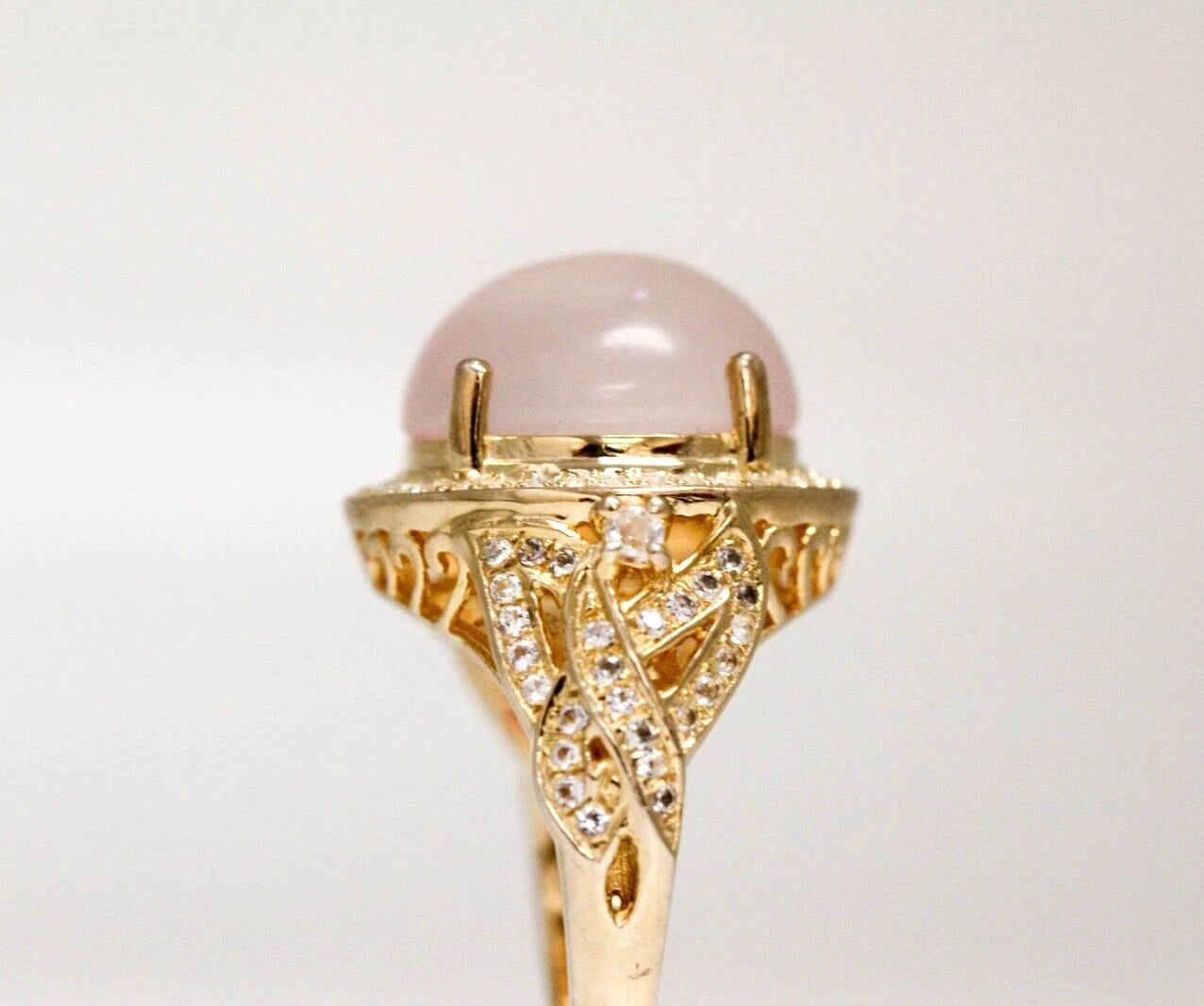 Rose Quartz & White Topaz Ring