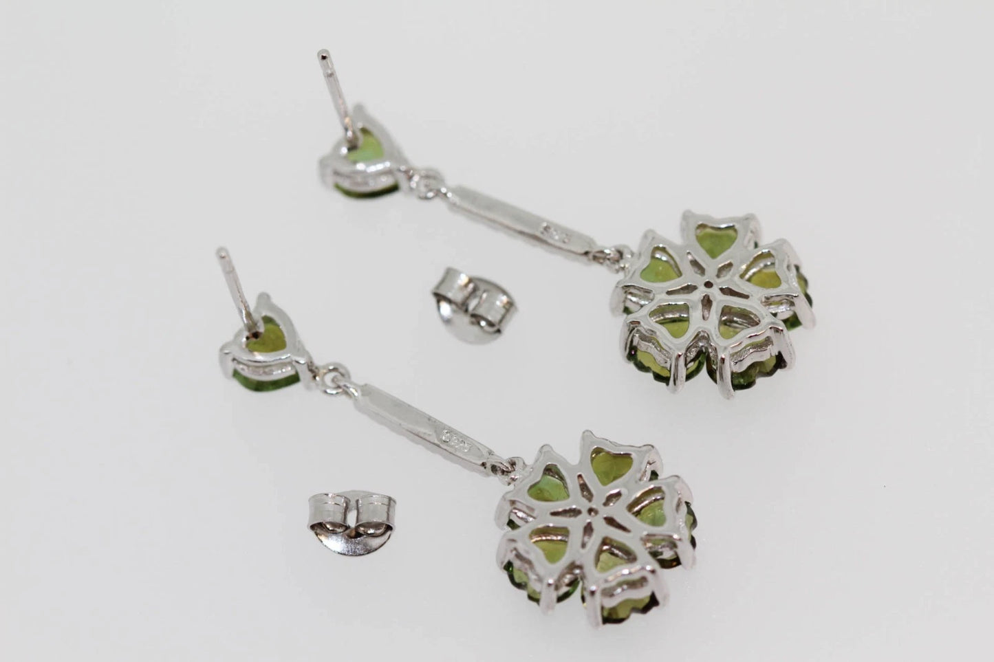 925 Green Tourmaline - White Topaz Earrings -5DOT37 cts