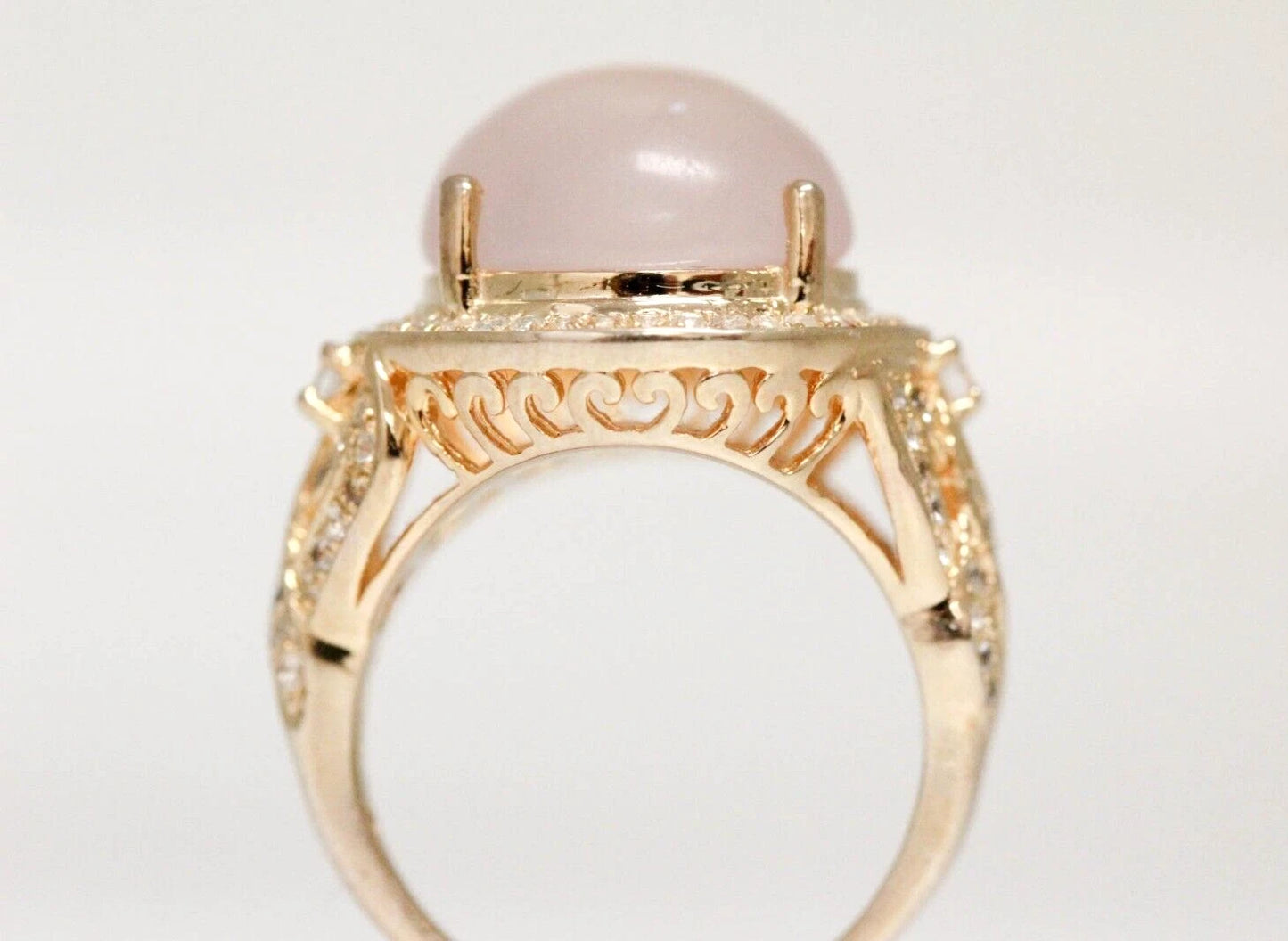 Rose Quartz & White Topaz Ring