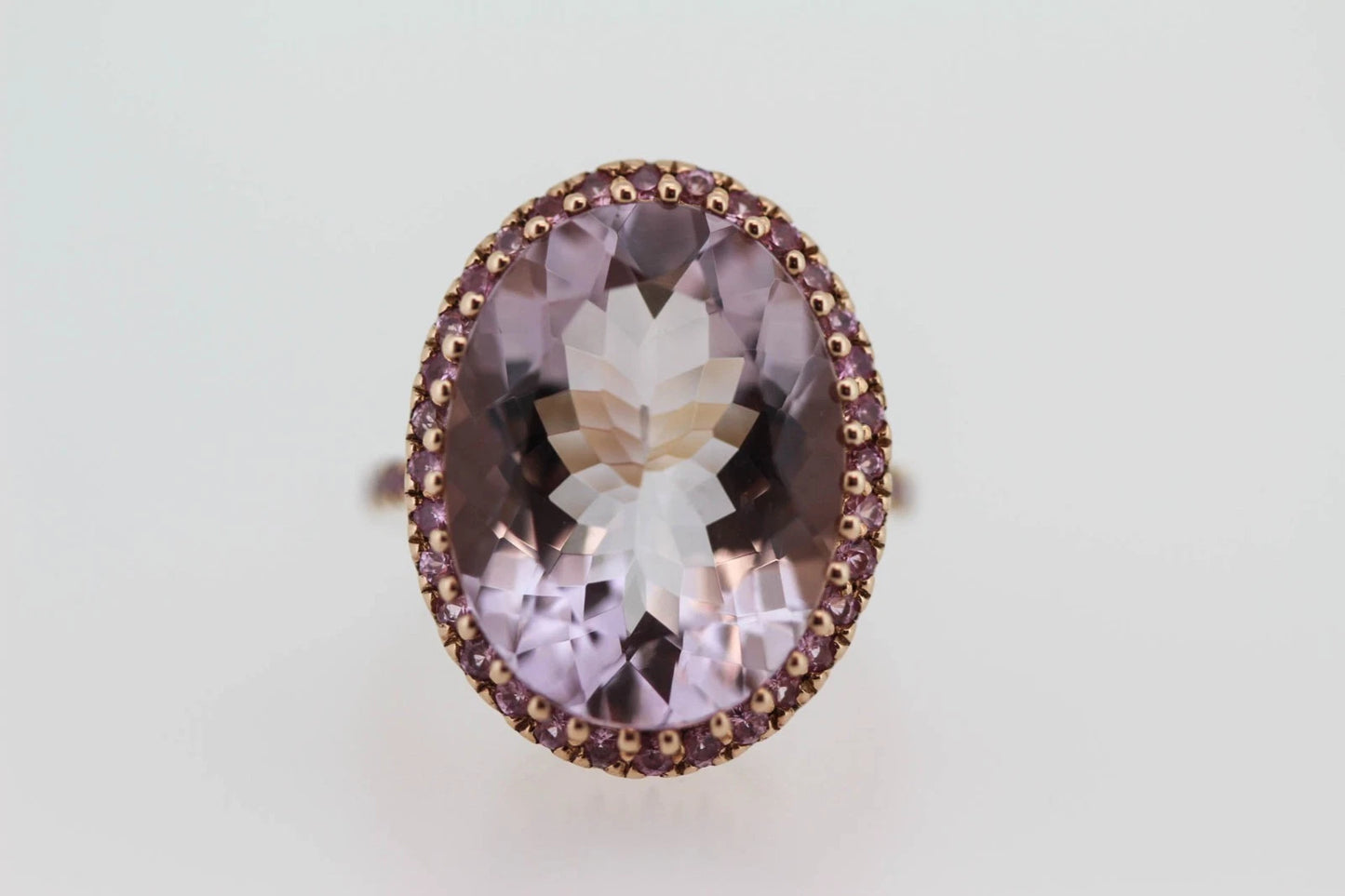 925 Rose Vermeil - Pink Amethyst - Pink Sapphire Ring -18DOT05 cts