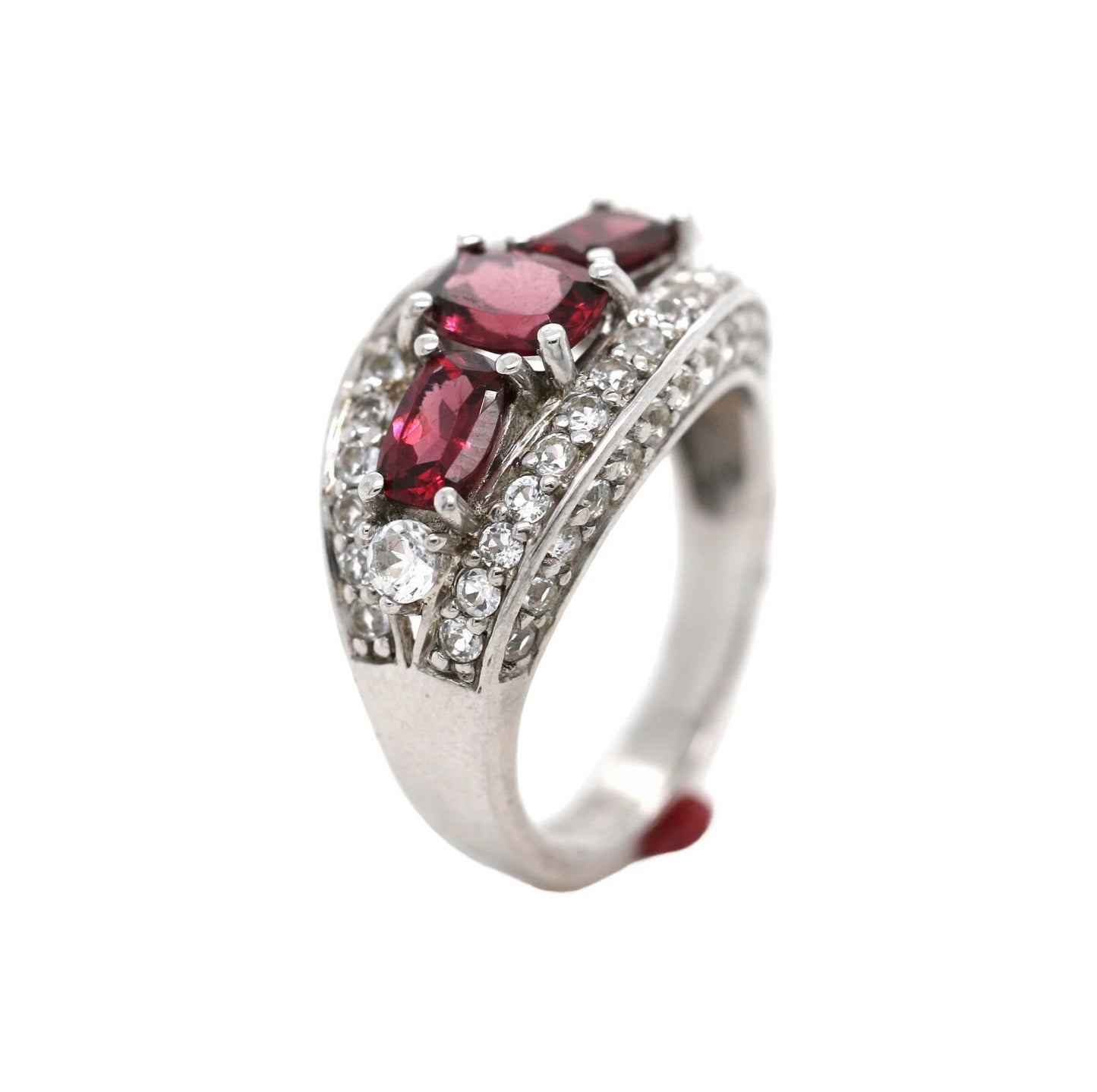 925 Wine Garnet - White Topaz Ring - 3DOT40 cts