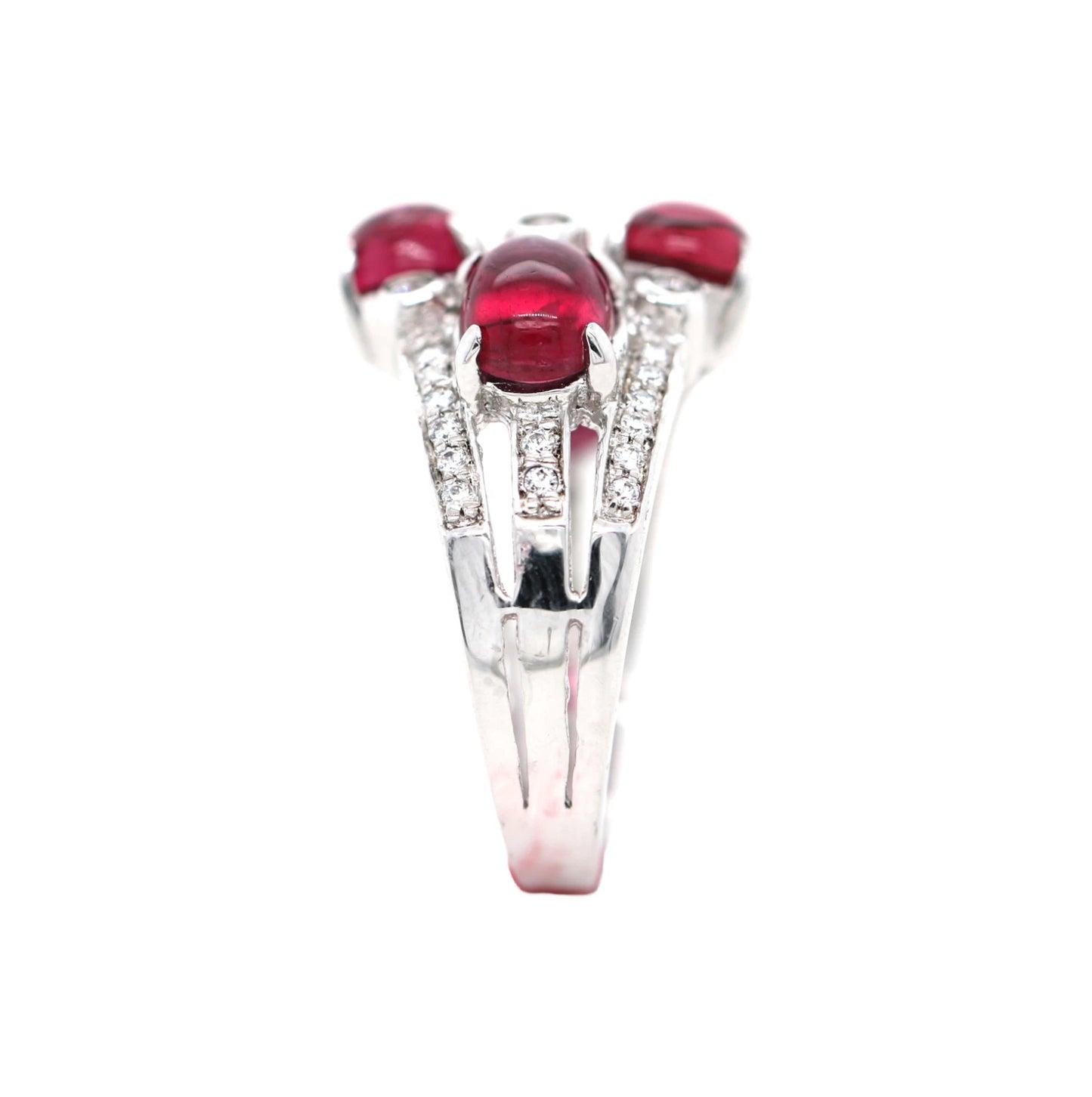 Ruby / White Sapphire Silver Earring