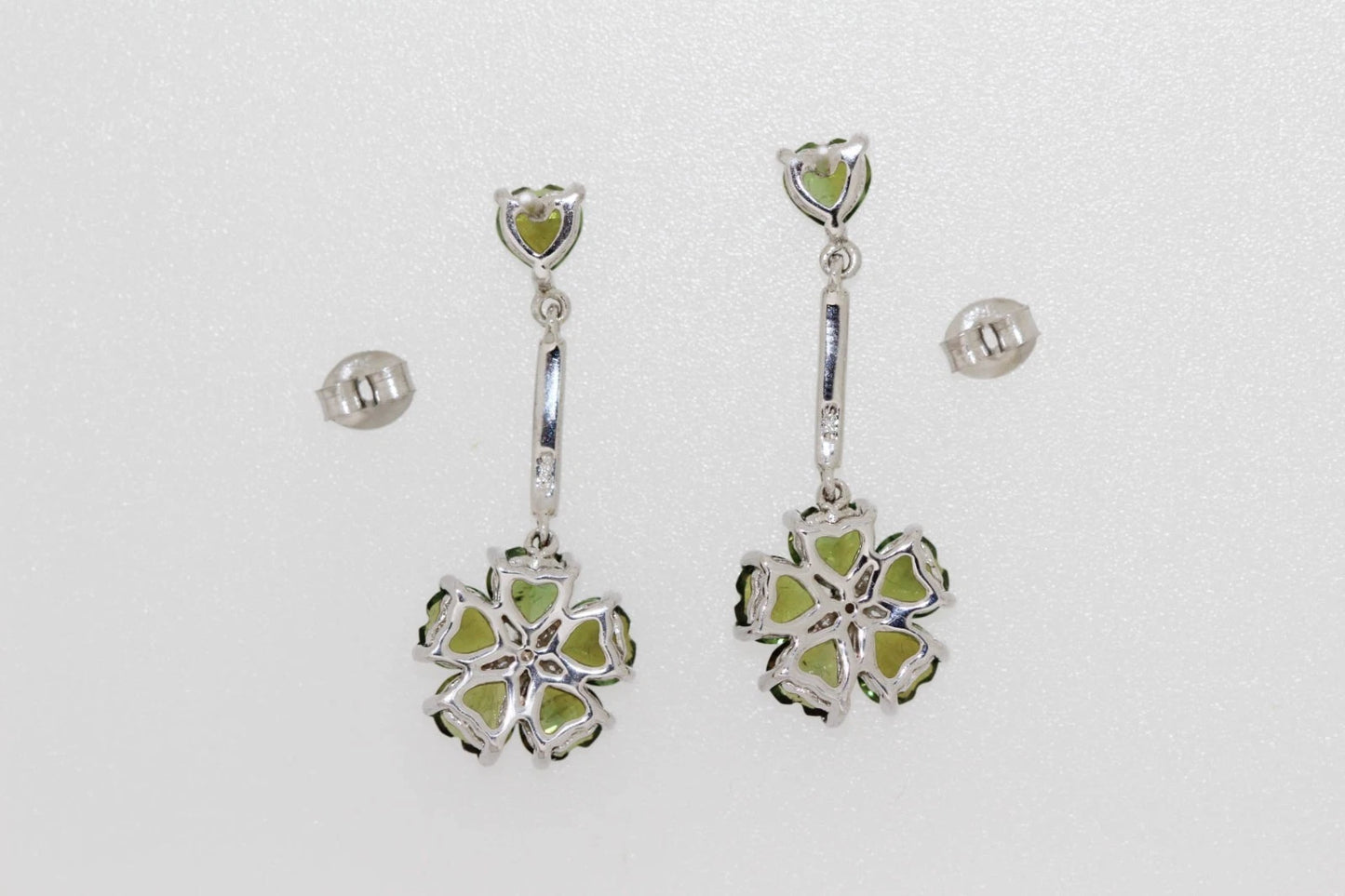 925 Green Tourmaline - White Topaz Earrings -5DOT37 cts