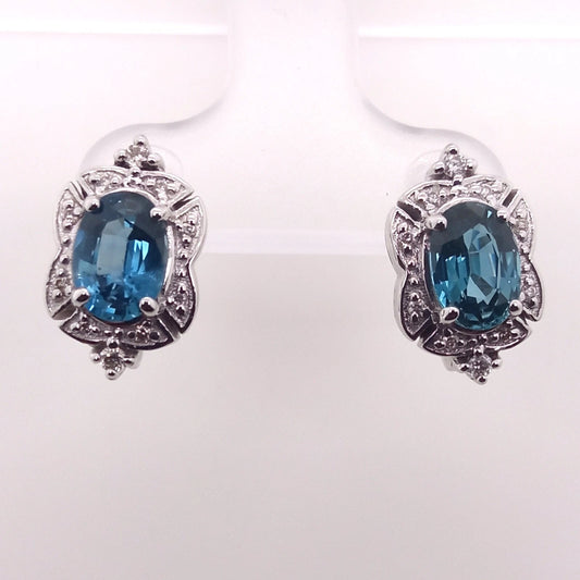14K GOLD OVAL BLUE SAPPHIRE EARRING