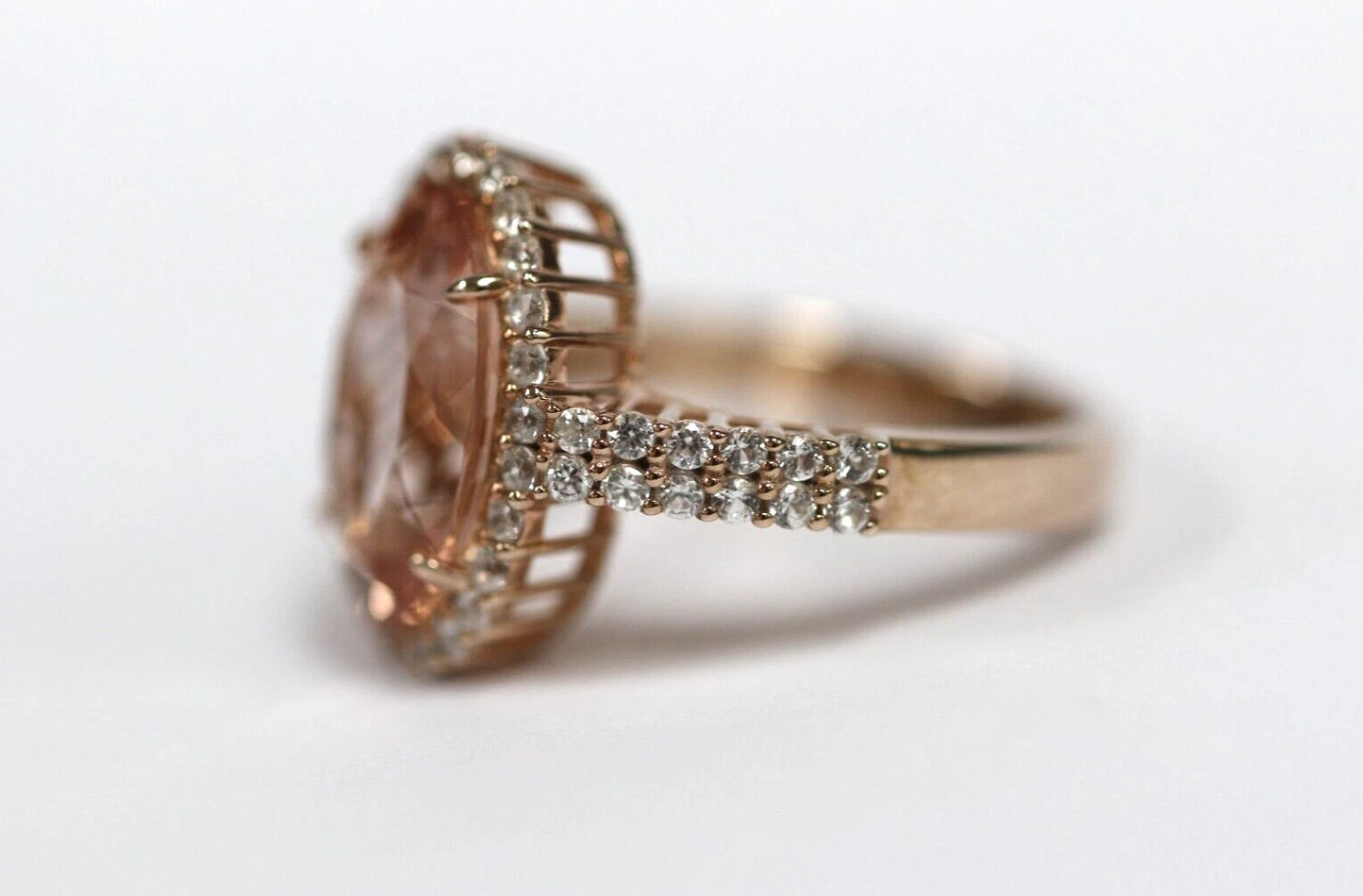 Peach Morganite - Sapphire Ring