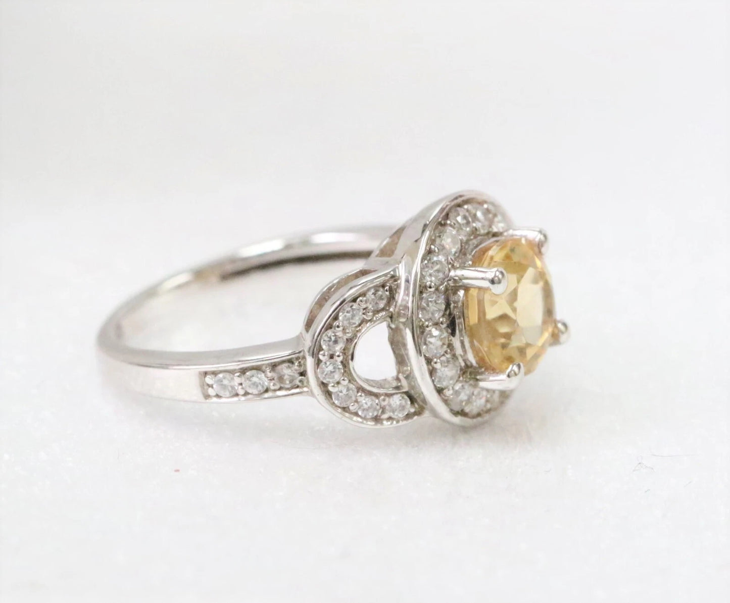 Citrine & White Topaz Silver Ring