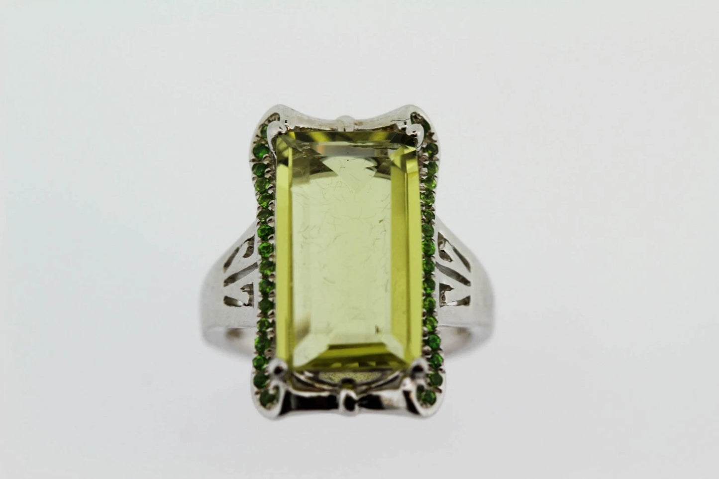 DOT925 Sterling Silver - Lemon Qvartz - Chrome Diopside Ring