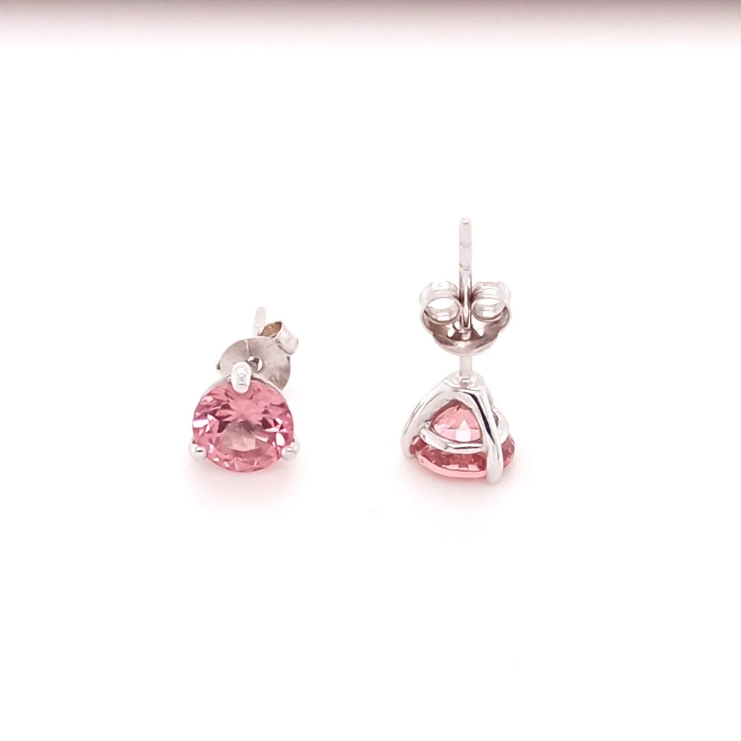 STUNNING 14K PINK TOURMALINE ROUND STUD EARRING 6MM, 1DOT56 CTS