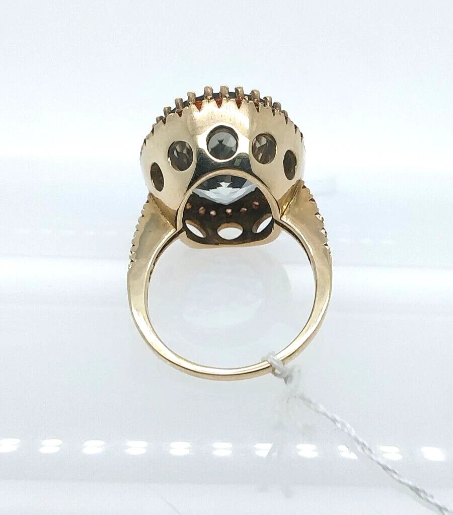 Green Amethyst- Orange Sapphire Ring