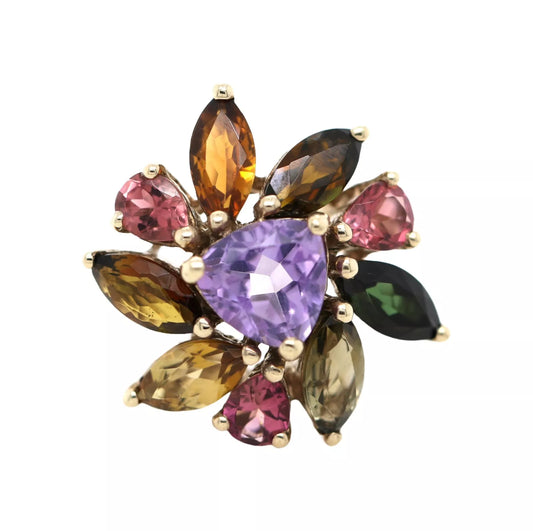 Tourmaline - Amethyst Plated in Yellow Gold Ring