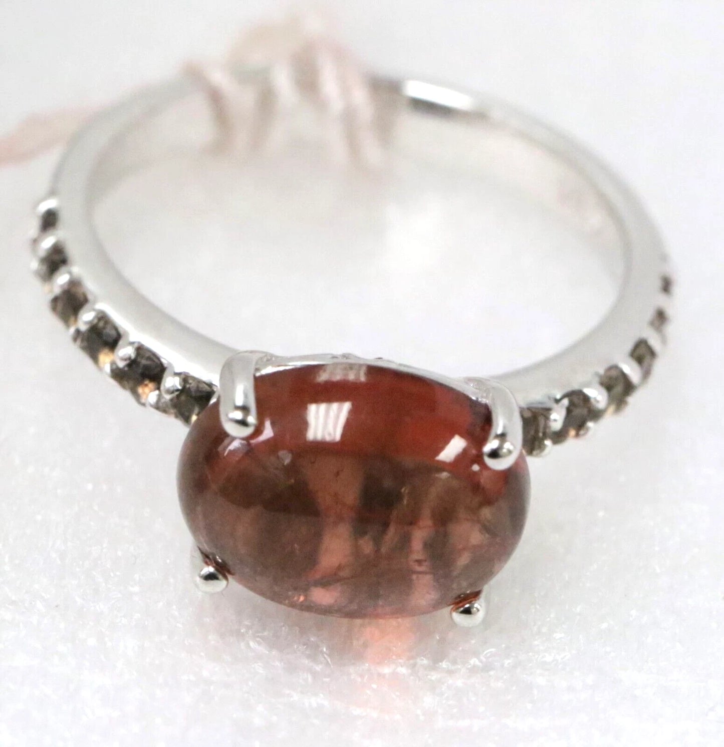 Pink Tourmaline-Smoky Topaz Silver Ring