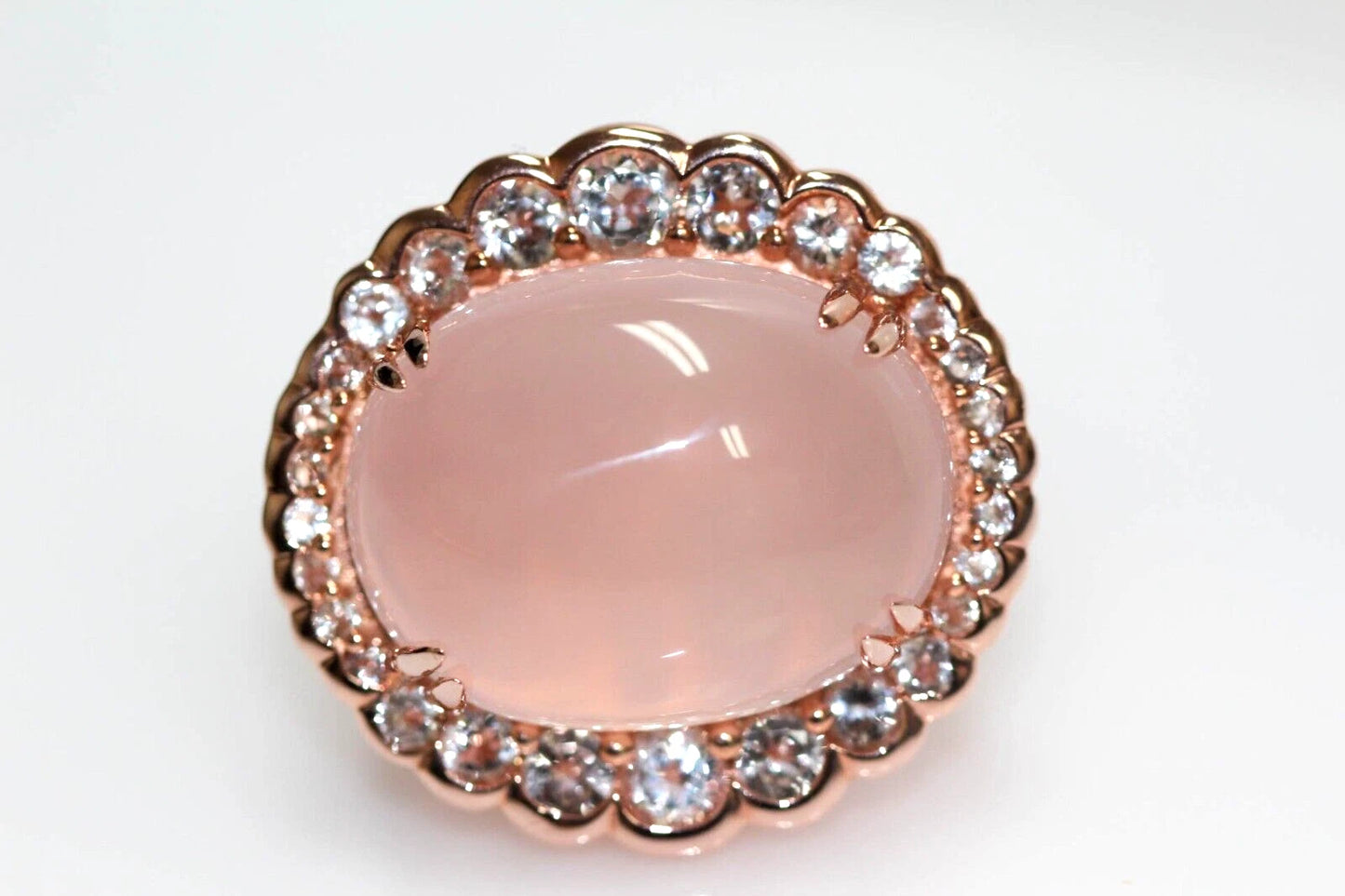 Rose Quartz - White Topaz Ring