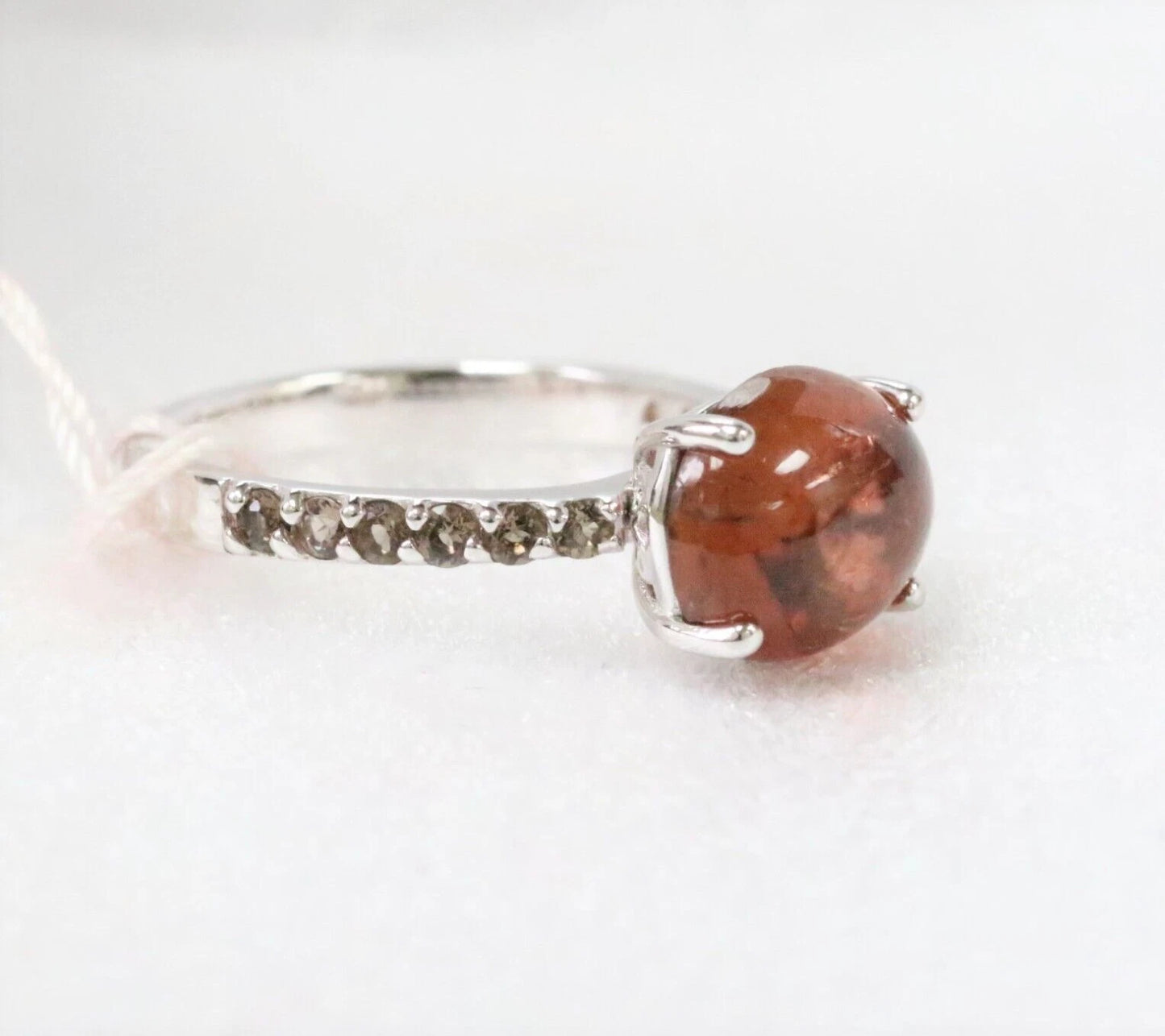 Pink Tourmaline-Smoky Topaz Silver Ring