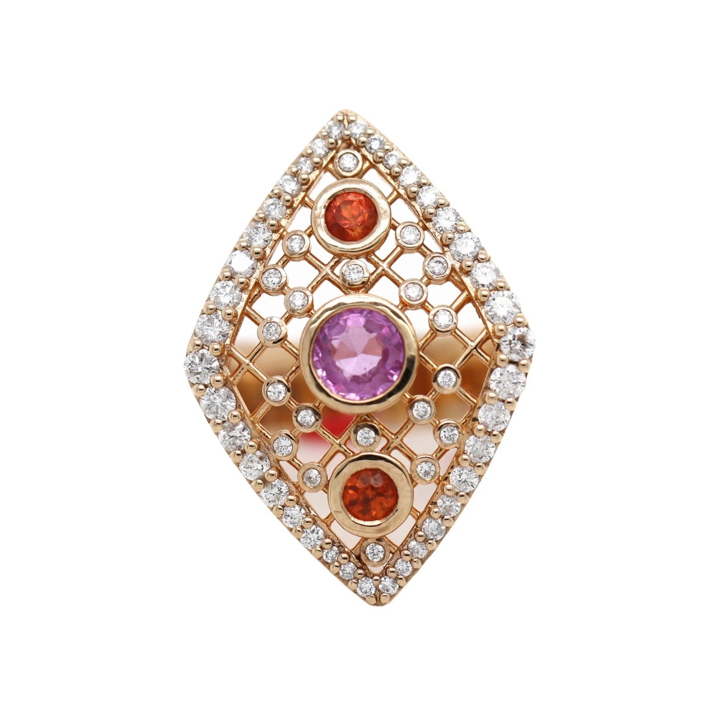 Unique Orange - Pink Sapphire Ring