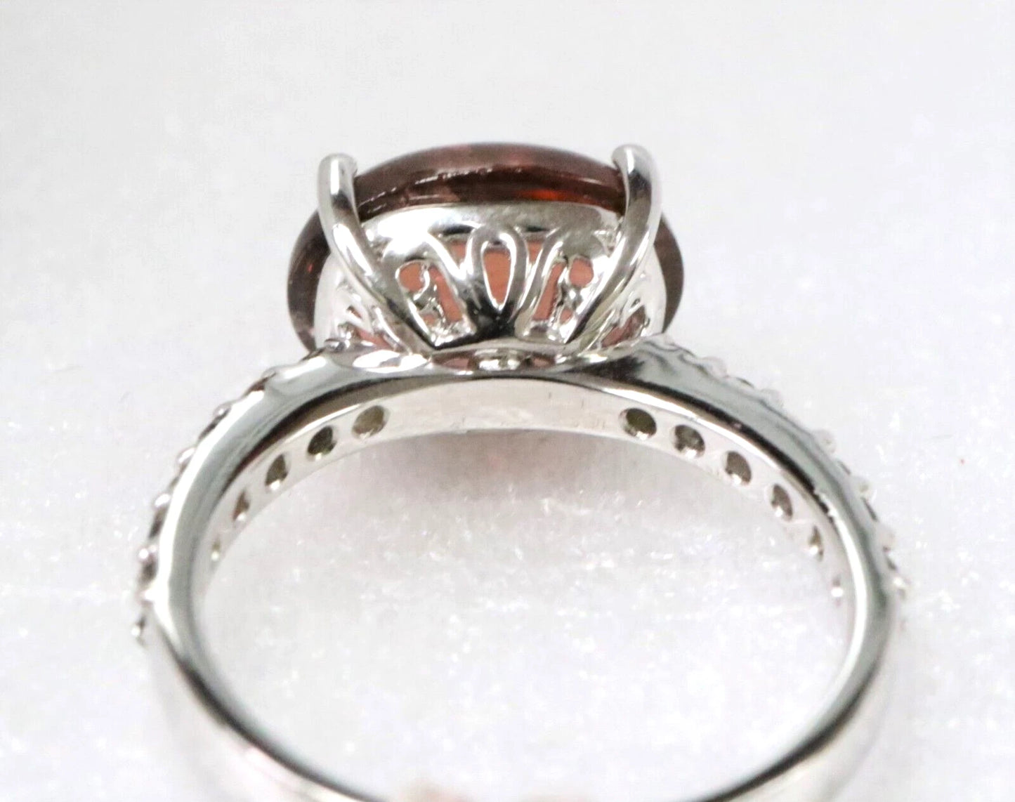 Pink Tourmaline-Smoky Topaz Silver Ring