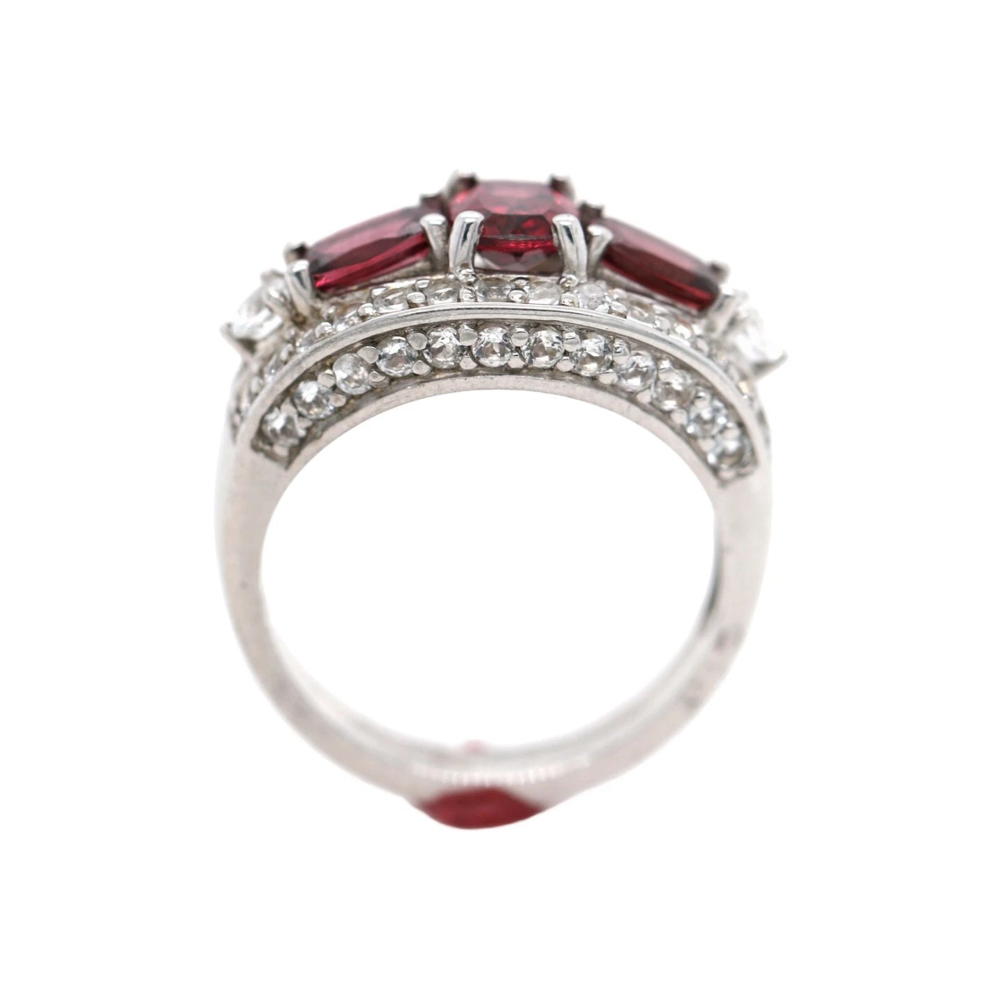 925 Wine Garnet - White Topaz Ring - 3DOT40 cts