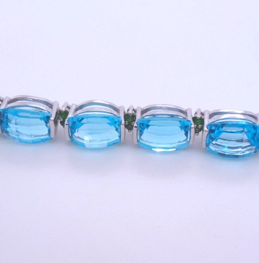 Blue Topaz- Chrome Diopside Bracelet